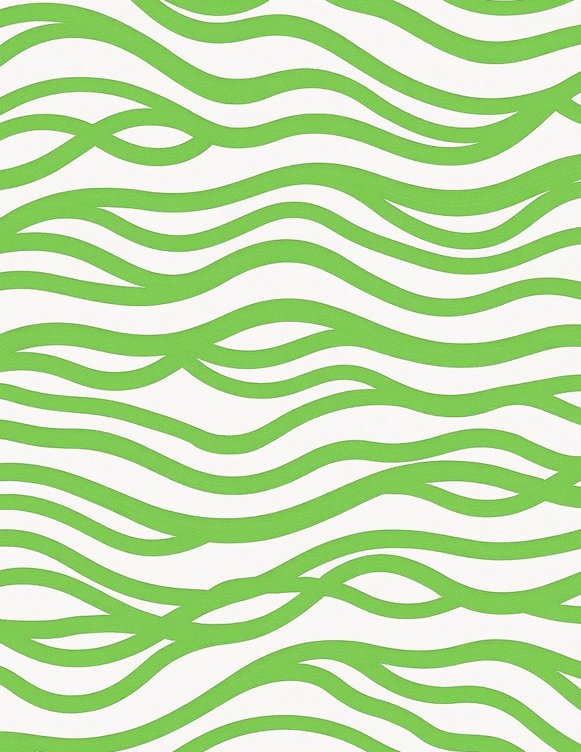 Vibrant Green Abstract Wave Design Rug