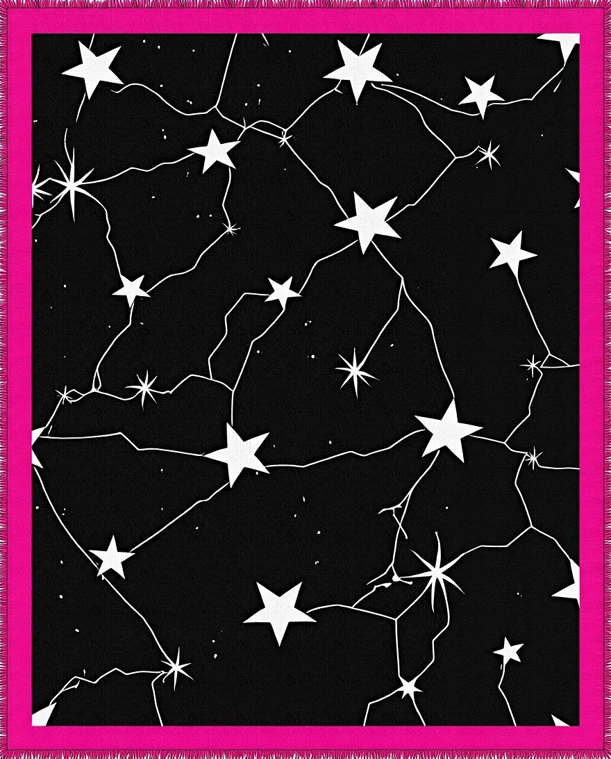 Black Starry Night Geometric Constellation Rug