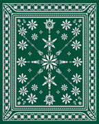 Green Snowy Snowflake Mandala Design Rug