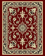 Rich Red Floral Scroll Pattern Rug
