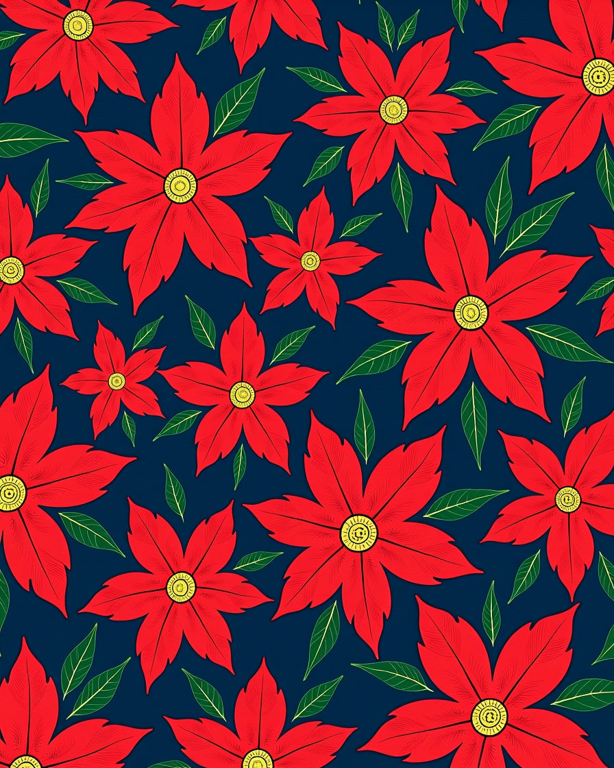Bold Red Floral Pattern Design Rug