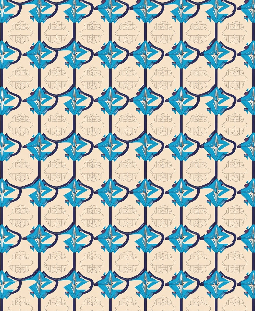 Art Deco Blue Diamond Geometric Rug