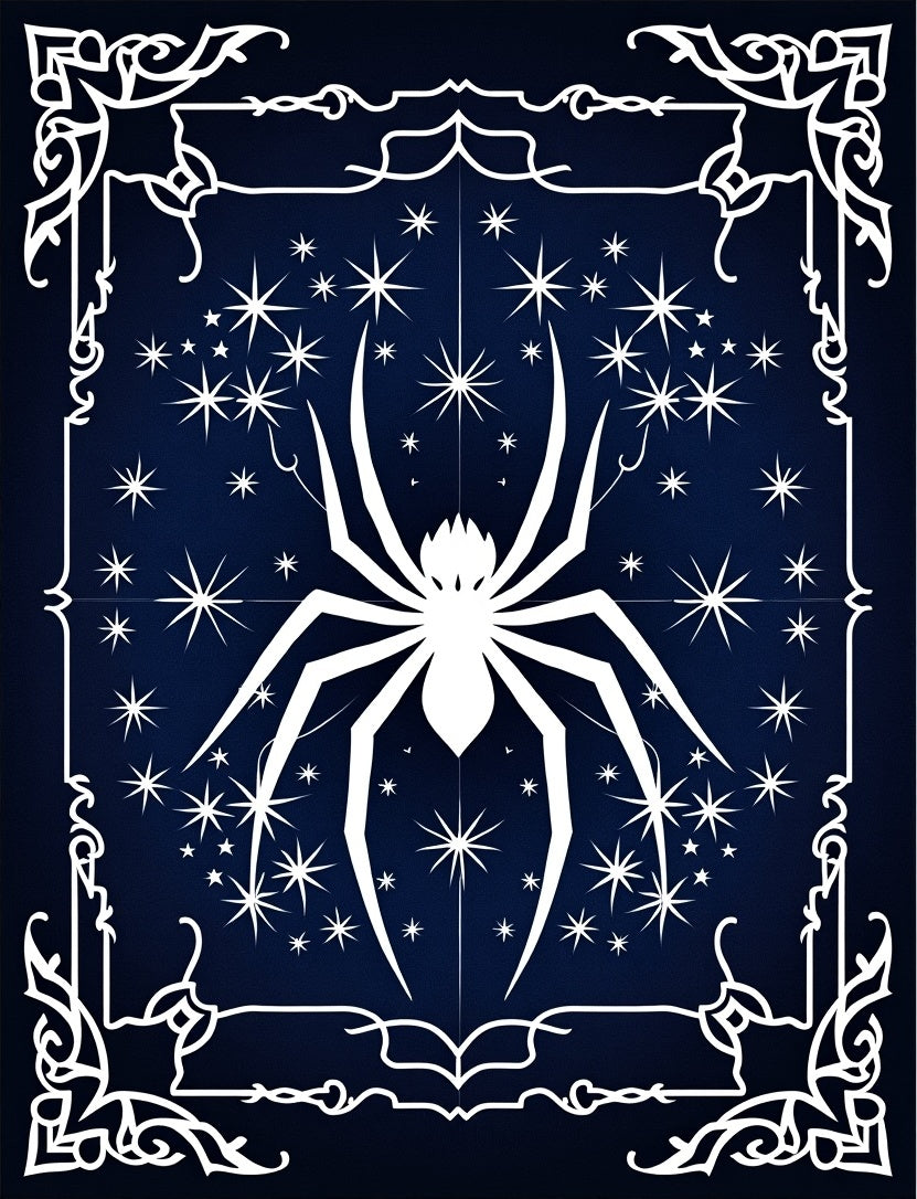 Dark Night Spider Star Pattern Rug
