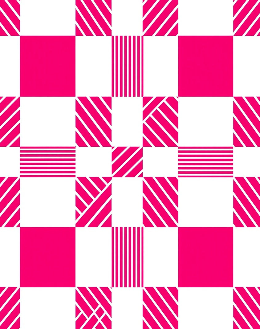 Bright Pink Grid Pattern Rug