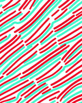 Red Teal Wavy Lines Rug