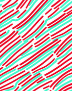 Red Teal Wavy Lines Rug