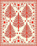 Red Tree Patterned Folk Rug