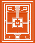 Orange 2 Tone Geometric Pattern Rug