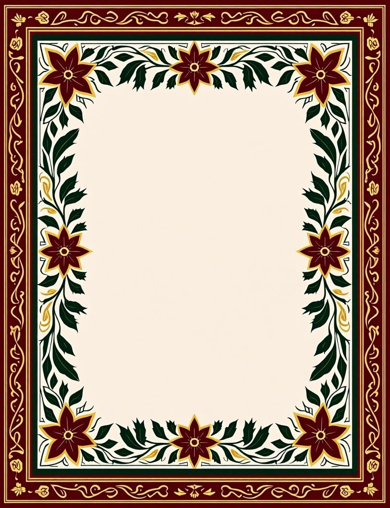 Ornate Floral Border Design Rug
