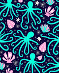 Aqua Octopus and Shell Pattern Rug