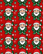 Festive Red Santa Laurel Wreath Carolers Rug