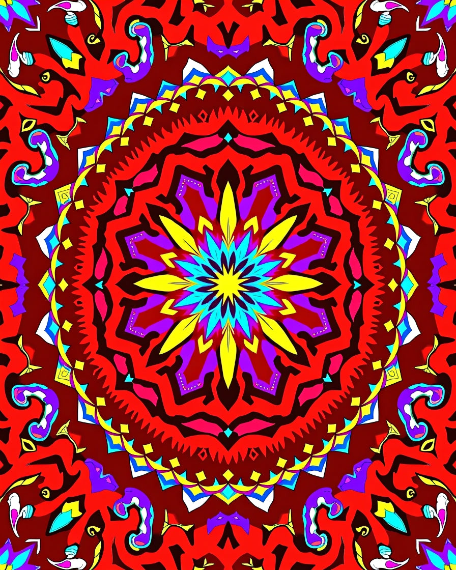 Vibrant Mandala Abstract Geometric Pattern Rug