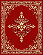 Red Gold Flourish Mandala Pattern Rug