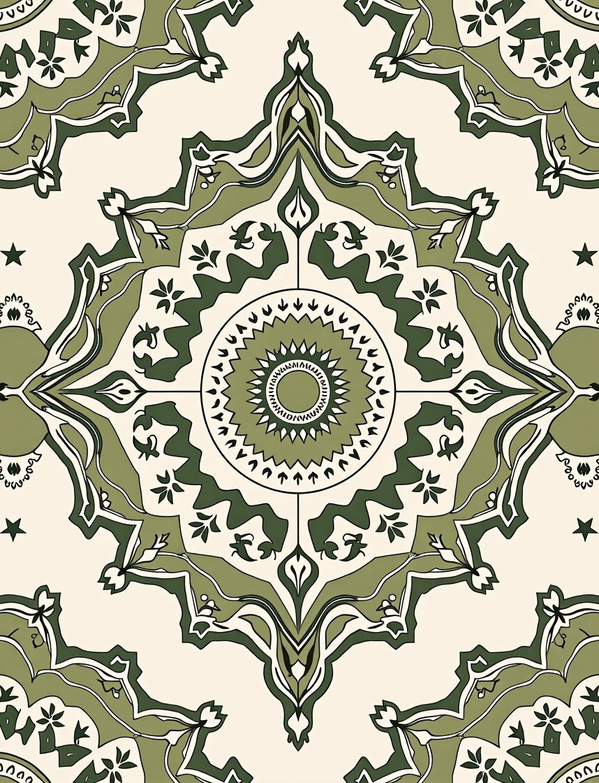 Medallion Botanical Pattern Area Rug