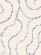 Subtle Wavy Beige Blue Pattern Rug