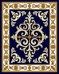 Ornate Floral Scrollwork on Deep Blue Rug