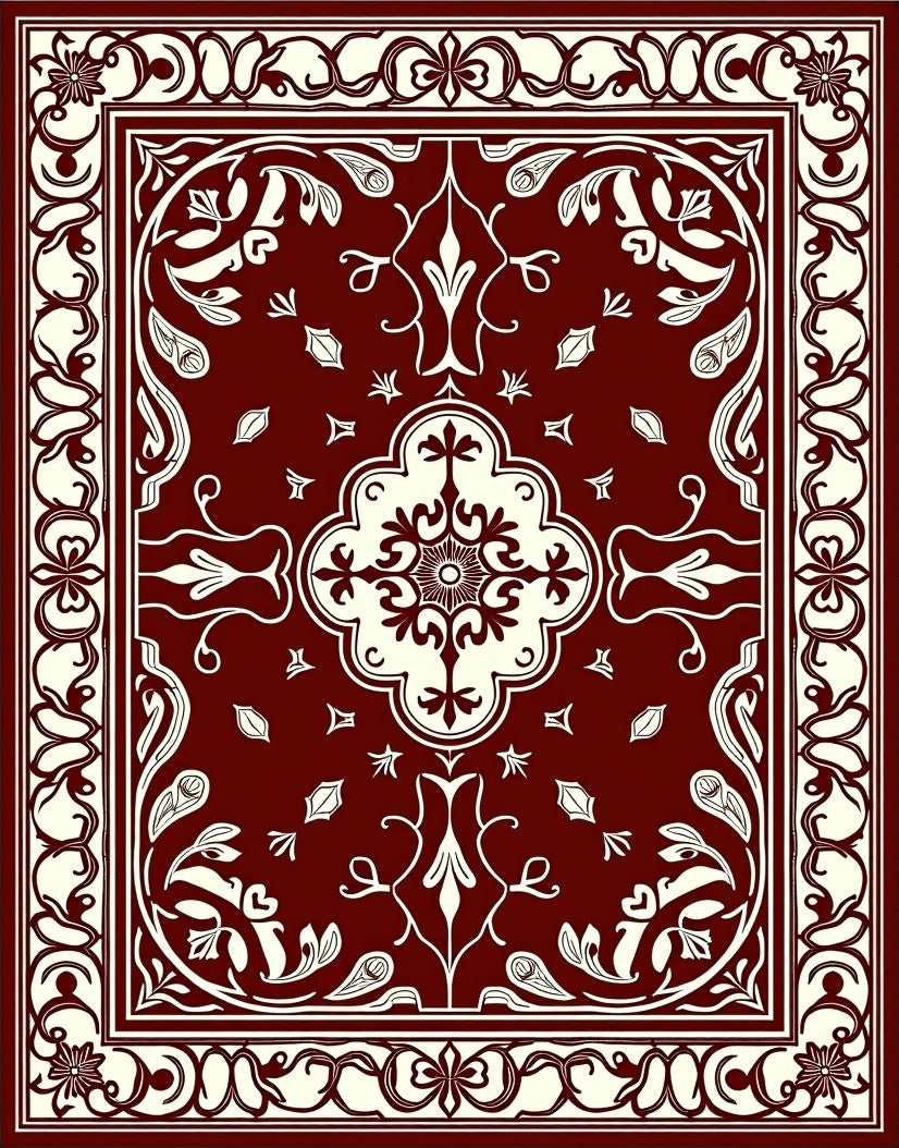 Elegant Floral Medallion Contrast Rug