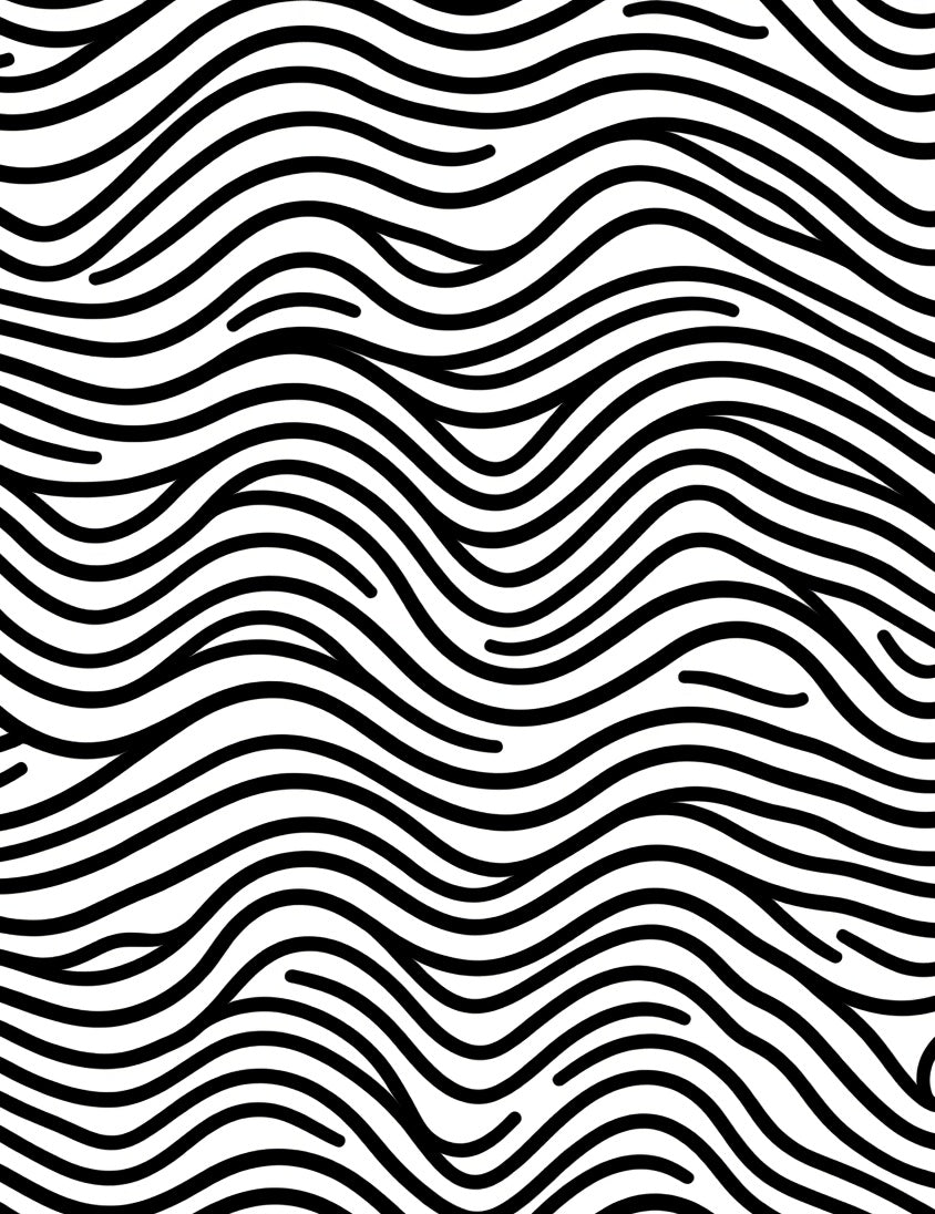 Black White Wavy Lined Pattern Rug