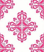 Hot Pink Damask Corner Flourish Rug