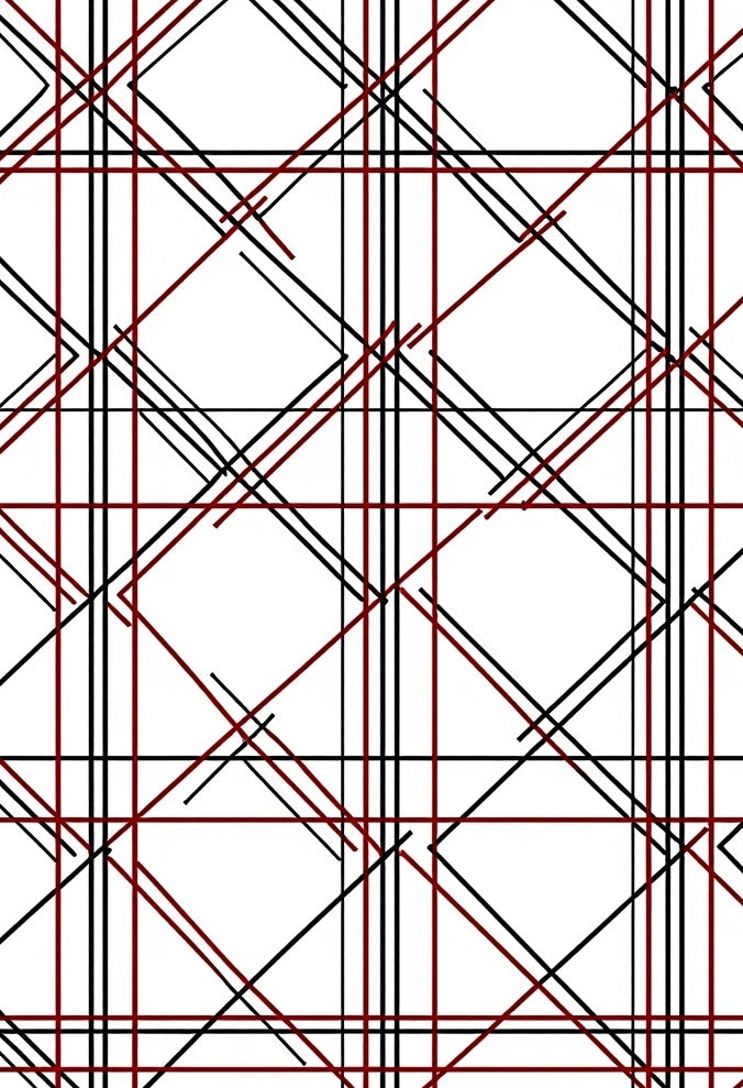 Black Red Plaid Geometric Pattern Rug