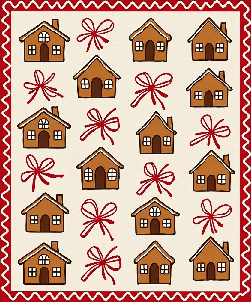 Gingerbread House Bow Pattern Design Rug