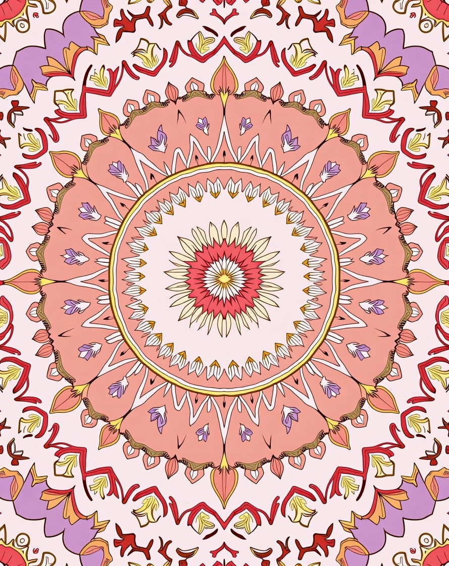 Floral Mandala Patterned Pastel Rug