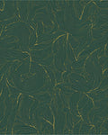 Emerald Gold Leaf Line Art Rug