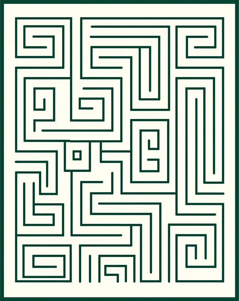 Intricate Maze Pattern Design Rug