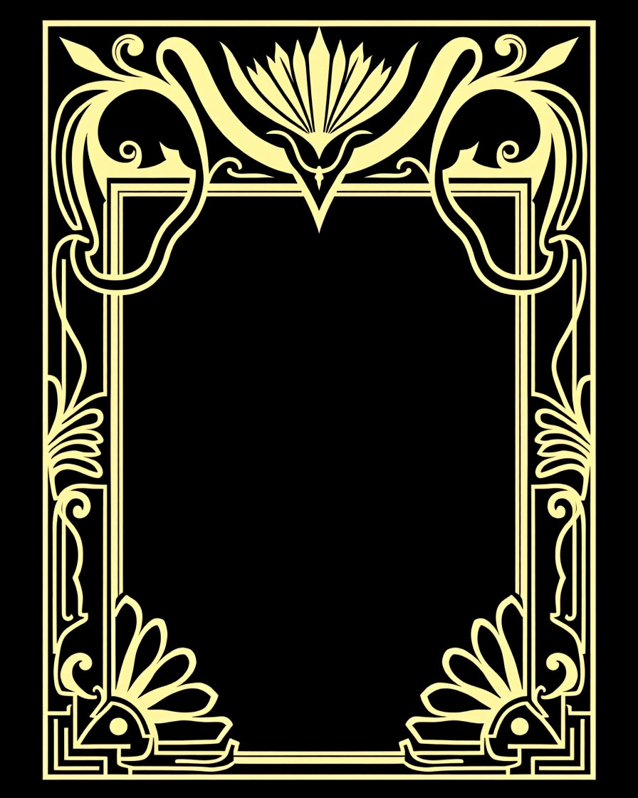 Art Nouveau Floral Scrollwork Frame Design Rug