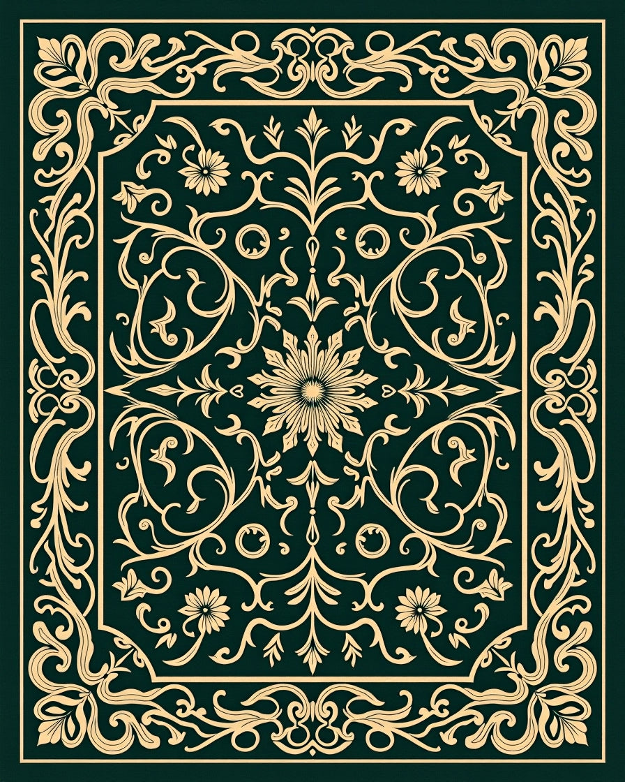Elegant Floral Scrollwork Design Rug