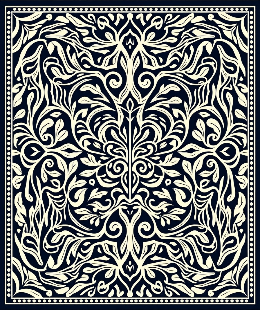 Elaborate Floral Symmetry Design Rug