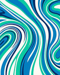 Wavy Swirl Pattern Blue Green Rug