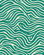 Teal Cream Abstract Wavy Rug