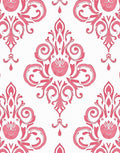 Pink Watercolor Damask Pattern Rug