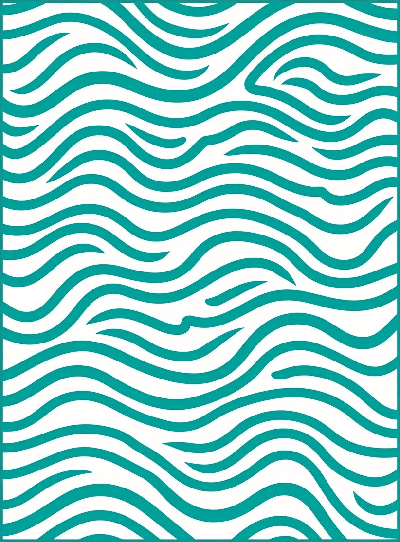 Teal Wavy Stripes Pattern Rug