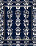 Art Deco Ivory Navy Floral Design Rug
