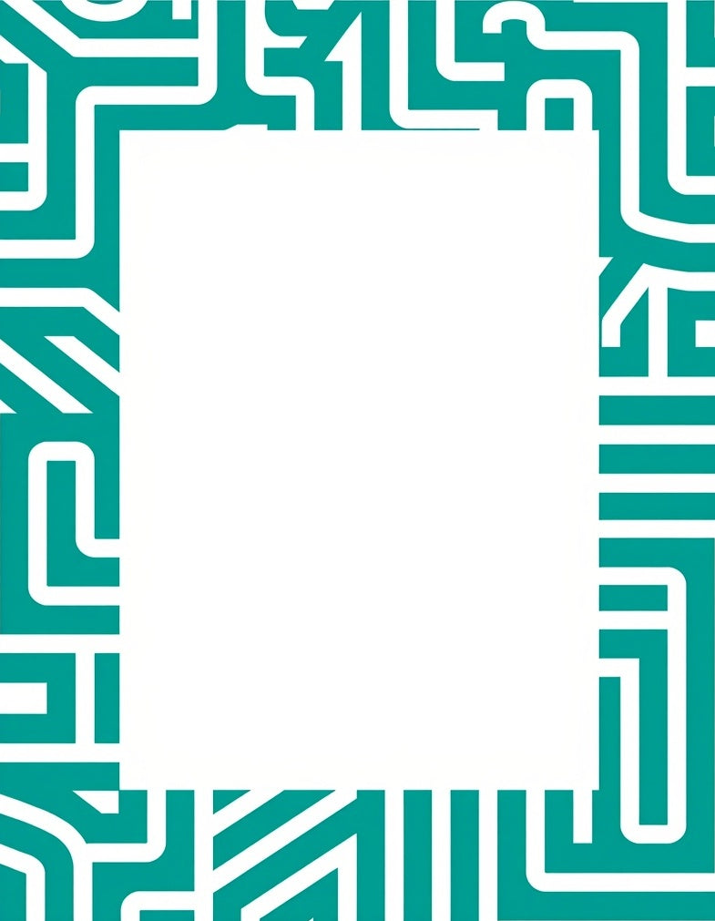 Teal Geometric Maze Design Rug