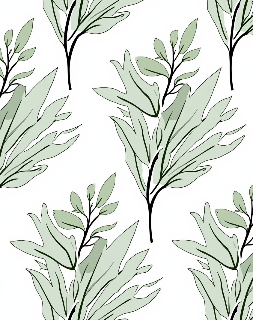 Sage Green Botanical Pattern Rug