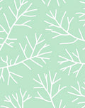 White Branch Pattern On Light Green Rug