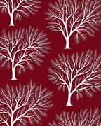 Vivid White Stylized Trees Design Rug