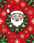 Festive Santa Claus Holly Pattern Rug