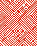 Linear Maze Red Geometric Design Rug