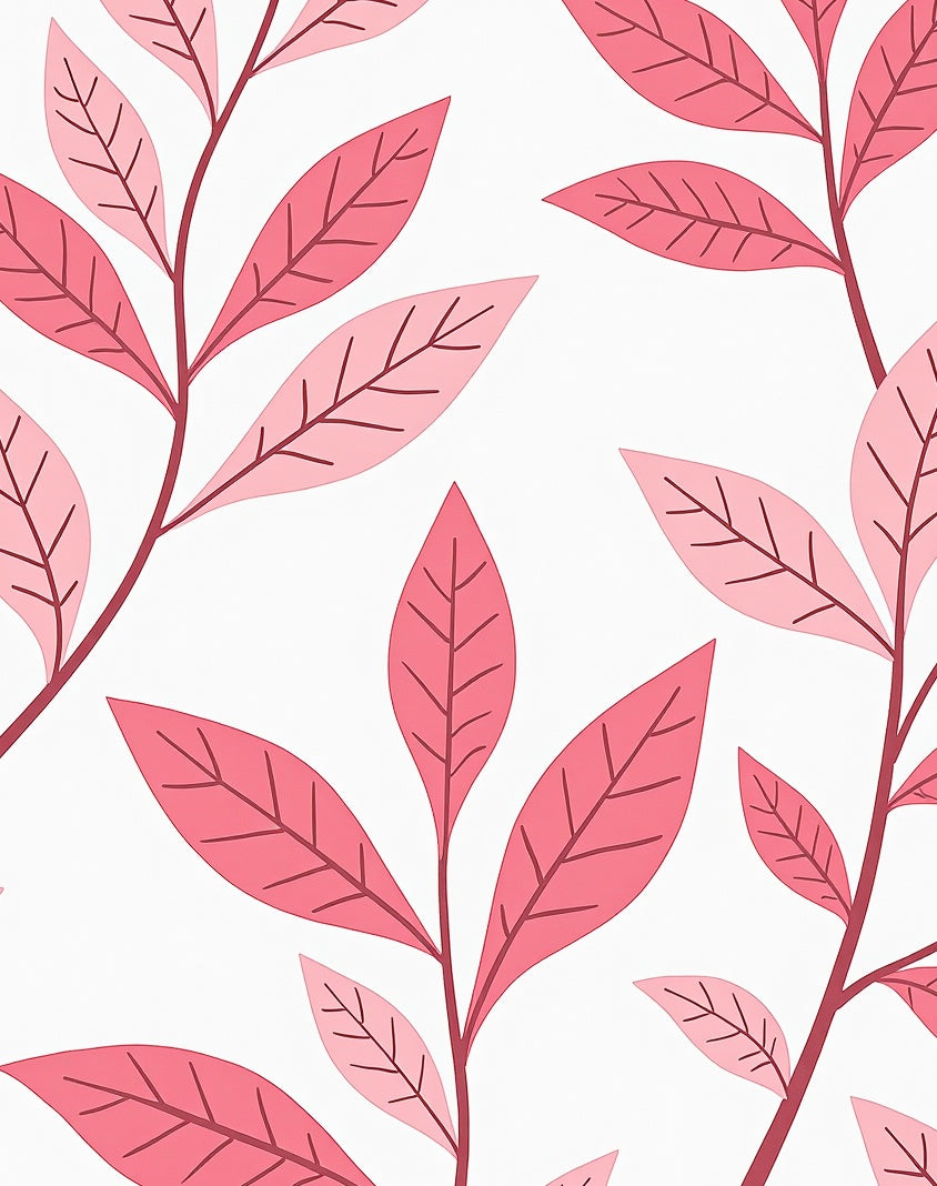 Pink Floral Branch Pattern Rug