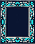 Deep Blue Floral Border Rug