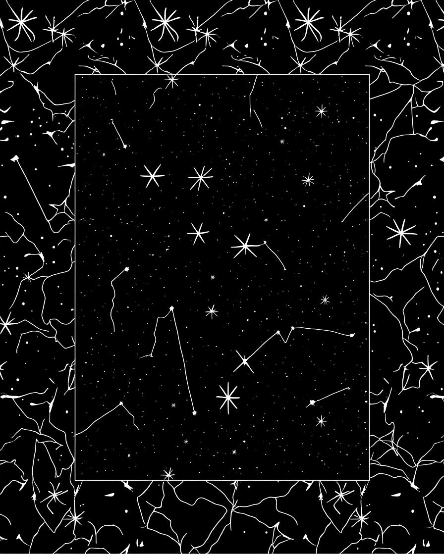 Cosmic Star Constellation Black White Rug