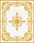 Ornate Floral Gold Border Design Rug