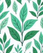 Nature Inspired Green Leaf Pattern Rug