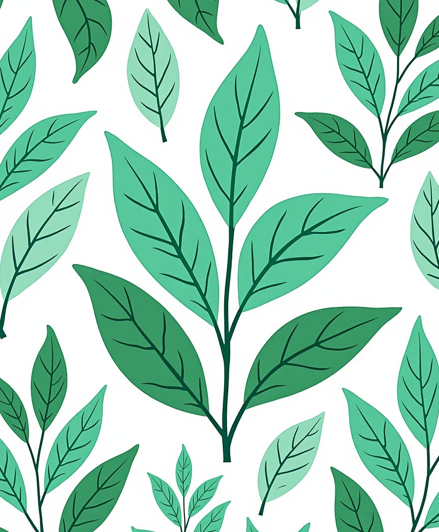 Nature Inspired Green Leaf Pattern Rug
