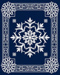 Deep Blue Mandala Snowflakes Frame Rug