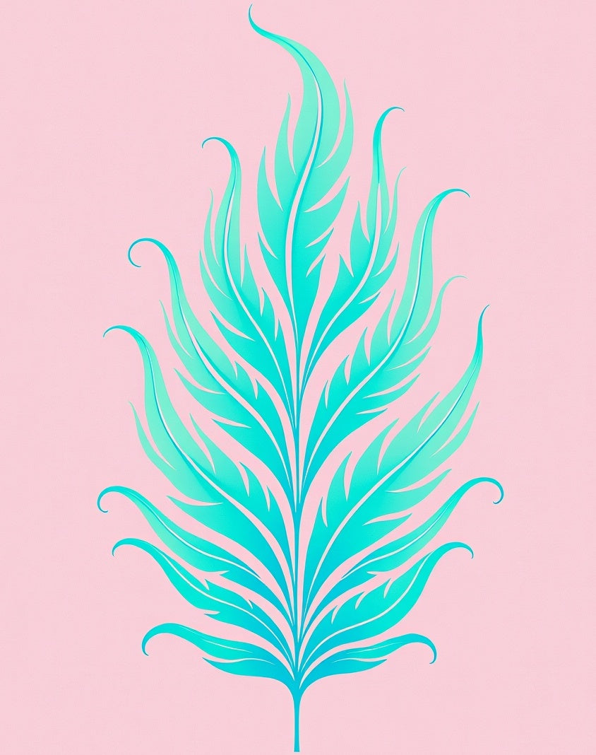 Aqua Feather Botanical Art Rug